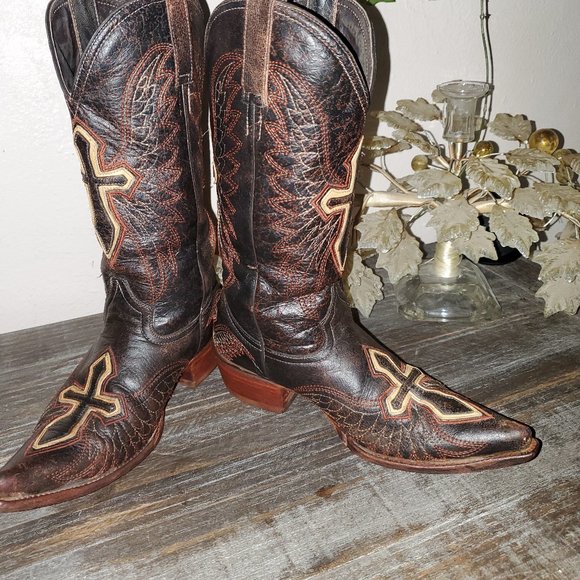 Retro 70s Western PECOS BILL Boot  Party Dance Women Sz 7.5 -8 Brown Logo NICE - Picture 6 of 11